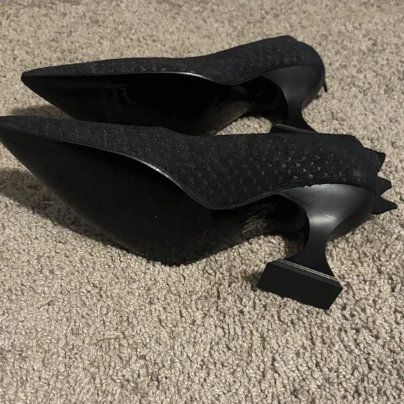 RARE, John Fluevog “Polly” Textured Black Spike Heels, Size 9
